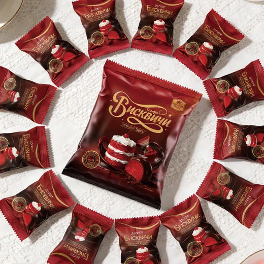 脆脆斯基牌红丝绒蛋糕巧克力味夹心糖果 商品图1