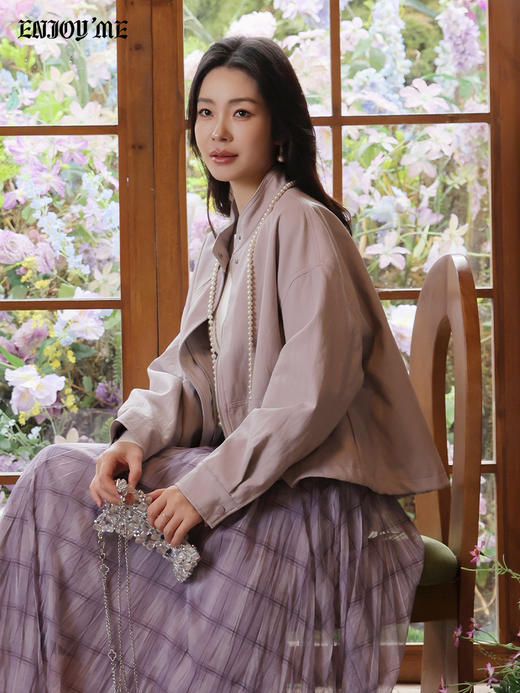 【门店同款】ENJOY春季“柔权主义”立领抽绳皮衣 169193151 商品图4