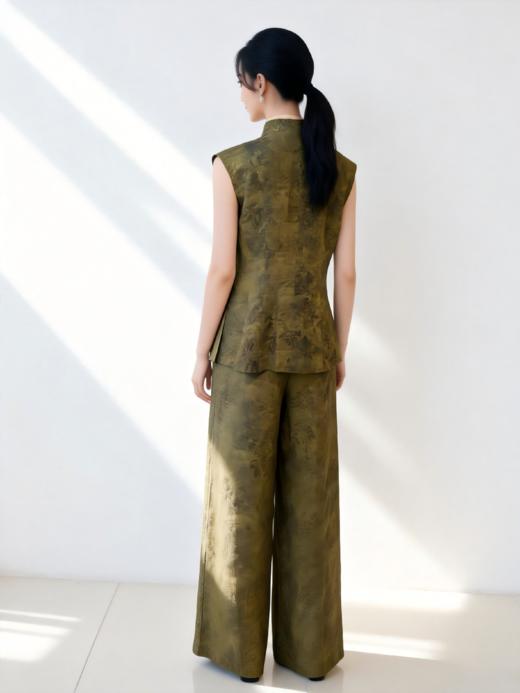 SC1AL05_枣核色_裤子_春秋_新中式提花肌理感高腰阔腿_高级女装_BERNIEELEN 伯妮斯茵 商品图6