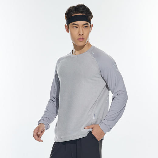 OMG运动 【弹力袖绒衫】冬季加绒加厚上衣保暖长袖t恤打底衫男 商品图4