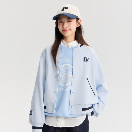 笛莎Deesha 【质感学院系列】笛莎2026年春季新款青少年短款外套学院撞色棒球服 商品图2