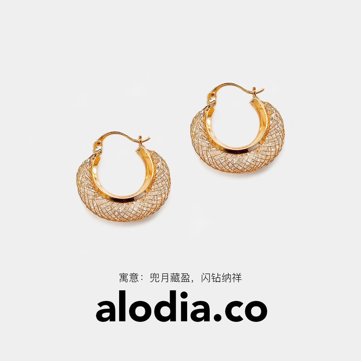 【春夏新款】alodia.co 品牌直发 LUNE网兜钻闪月光包耳扣耳环 复古浪漫闪耀璀璨小众设计感