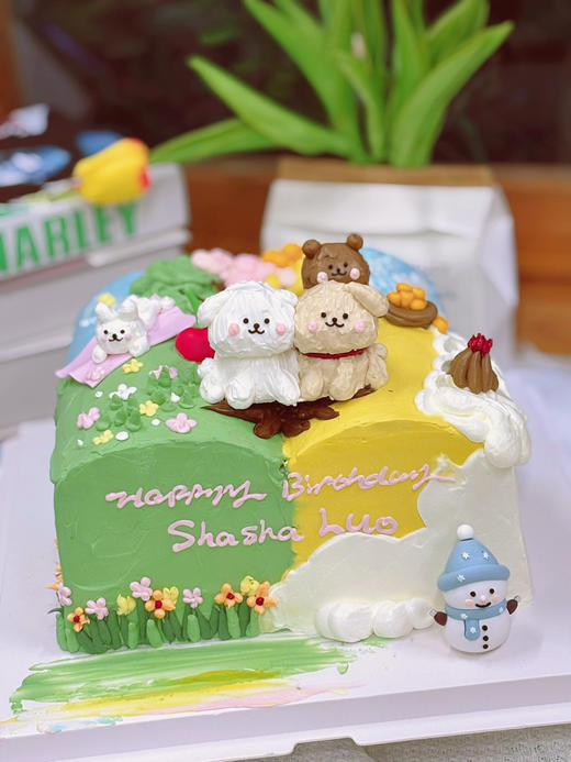 方形小狗动物奶油蛋糕 下单前请仔细阅读商品详情 商品图0