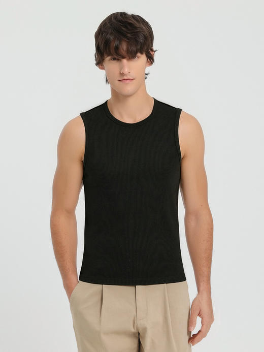 callisto黑色粘纤混纺无袖T恤 商品图2