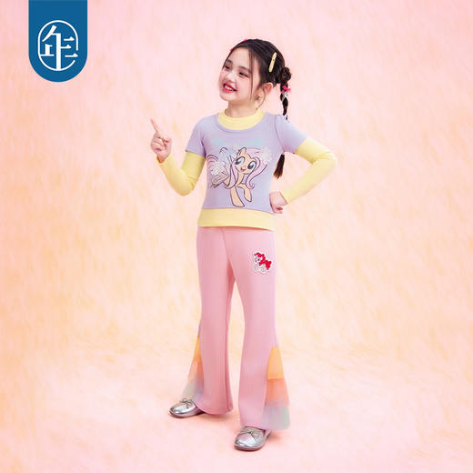 小马宝莉联名年衣童装裤子春季新款女童卡通小马宝莉撞色裤子N1261022B02 商品图6