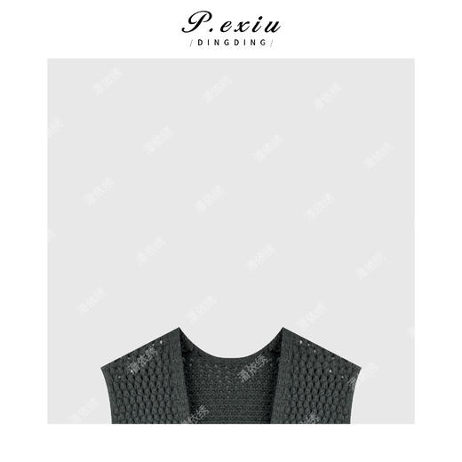 04-2潘依绣丁丁宠粉高定羊-毛-挑孔V领无袖连衣裙Q1550 商品图2