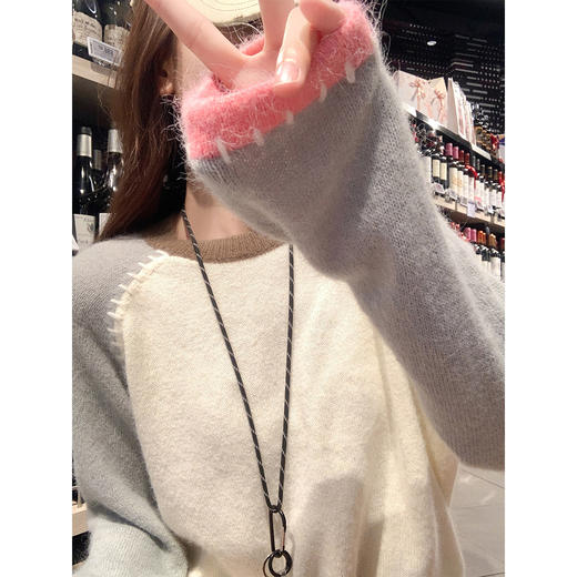 <曾小咸推荐>2.6现货秒杀 ！微信超特价！韩系撞色插肩针织衫 日常189.99 立减100 秒杀89.99！！ 商品图3