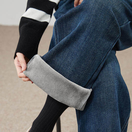 【两种裤长！厚绒-直筒牛仔】逸阳冬加绒加厚弹力保暖窄版阔腿直筒裤8830AV 商品图10