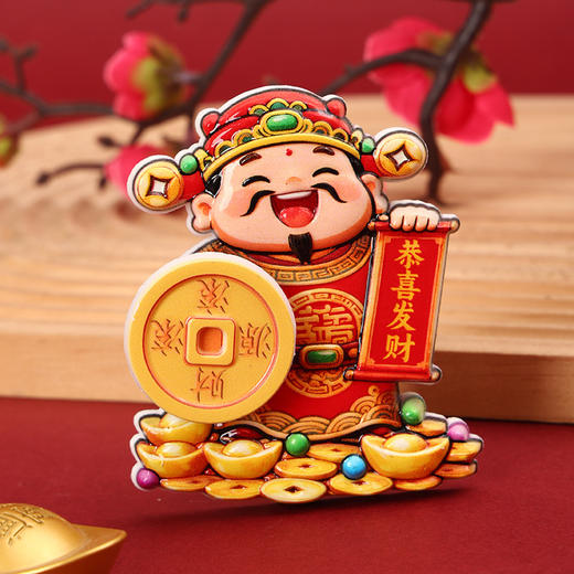 【MAYNOS可旋转财神冰箱贴】 招财猫+财神到招财进宝 3D立体浮雕可爱生动 磁吸设计稳固不留痕 商品图3