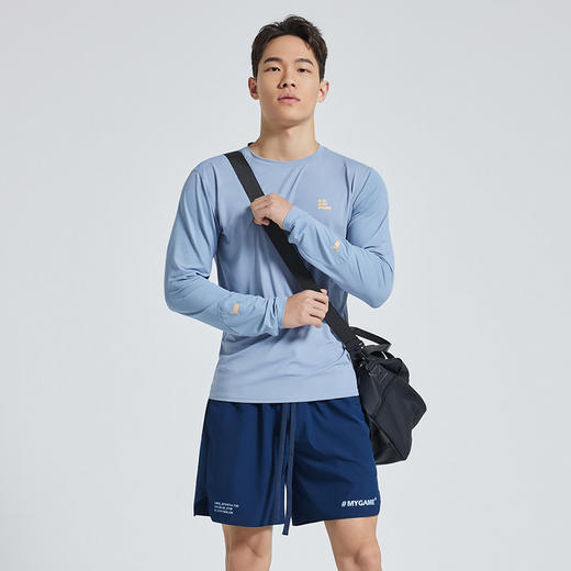 OMG运动 长袖t恤男衣网眼拼接透气高弹力跑步训练上衣春秋季 商品图4