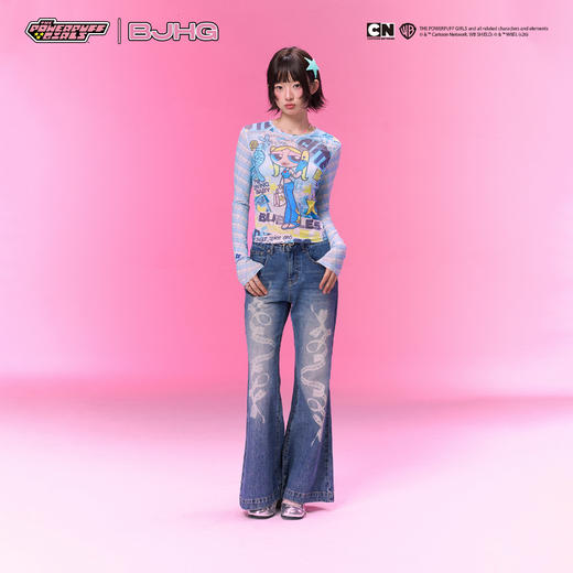 【飞天小女警联名】 BJHG不计后果长袖t恤女款春季修身辣妹风上衣 商品图3