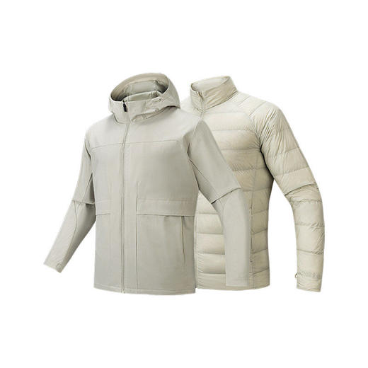 安踏男冲锋衣两件套羽绒内胆可拆卸保暖梭织上衣152547628 商品图4