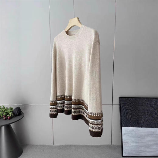 【来点不一样的】横扫！牛货来了！柜3500+！2026混纺费尔岛提花宽松圆领针织衫女款！ 商品图2