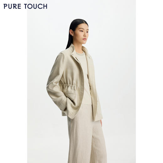 商场同款PURE TOUCH女装26春夏新款亚麻混纺短外套H型可收腰夹克 商品图4