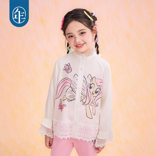 小马宝莉联名年衣童装衬衫春新款女童卡通娃娃领宽松小马宝莉衬衫N1261005A04 商品图4