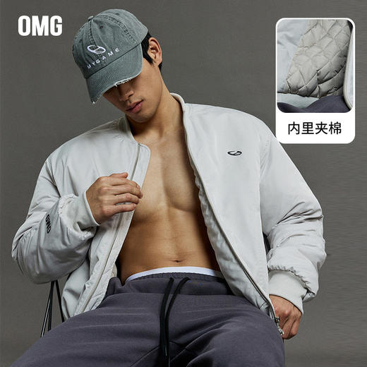 OMG运动 【加厚】冬季加绒机能罗纹领棒球服棉衣飞行员夹克复古 商品图0