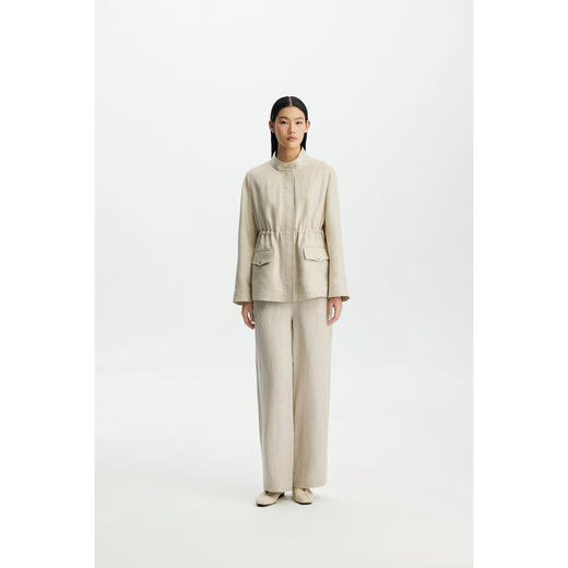 商场同款PURE TOUCH女装26春夏新款亚麻混纺短外套H型可收腰夹克 商品图8