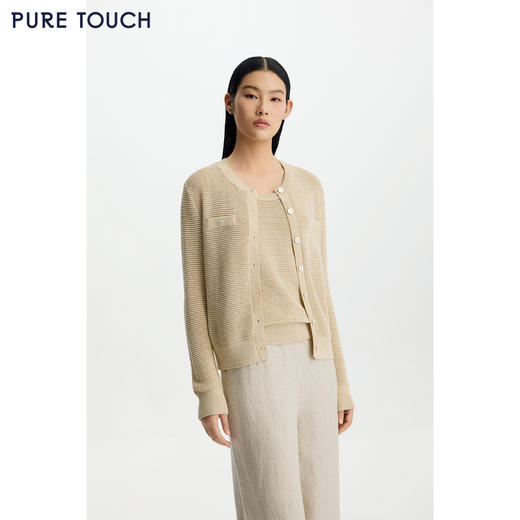 商场同款PURE TOUCH女装26春夏新款针织开衫圆领小香风针织短外套 商品图0
