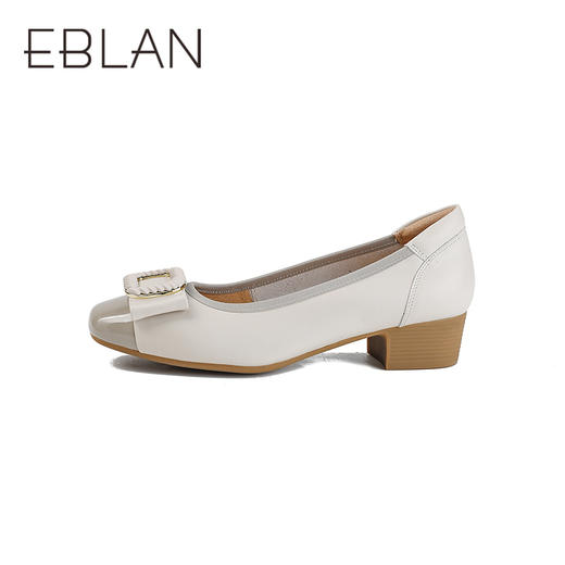 【上新】伊伴2026春季舒适优雅通勤气质粗跟方扣便鞋单鞋B26197715 商品图1