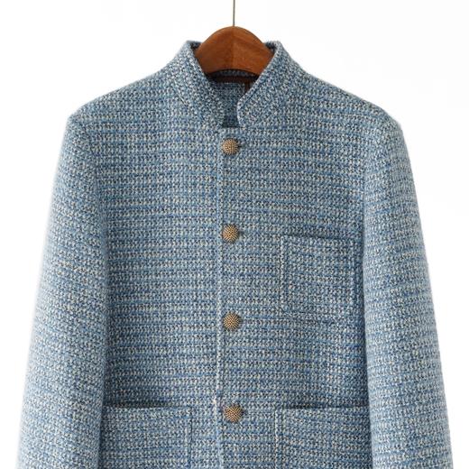 2026春装 真丝羊毛编织立领长袖单排扣短外套 商品图1