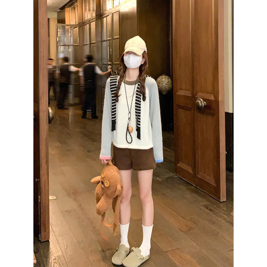 <曾小咸推荐>2.6现货秒杀 ！微信超特价！韩系撞色插肩针织衫 日常189.99 立减100 秒杀89.99！！ 商品图1