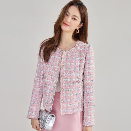 「预售」「高货sh」全新升级【铂金会员404/天猫539/差价135】(00506)洛诗琳法式轻奢编织格纹外套2026春季新款高级感粗花呢小香风外套 商品图3