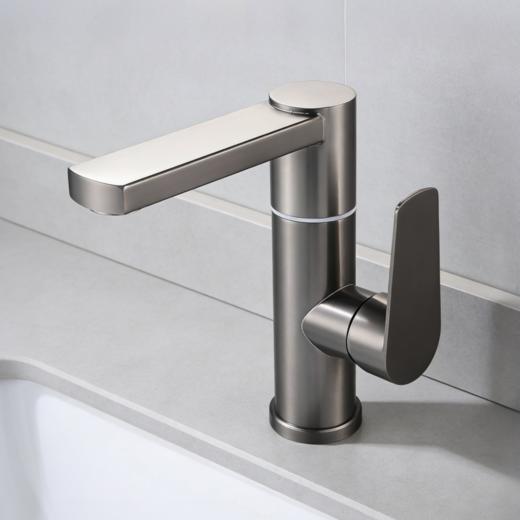 6360咕噜不锈钢七字面盆龙头 枪灰 商品图0