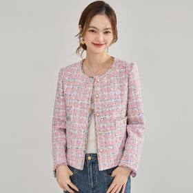 「预售」「高货sh」全新升级【铂金会员404/天猫539/差价135】(00506)洛诗琳法式轻奢编织格纹外套2026春季新款高级感粗花呢小香风外套