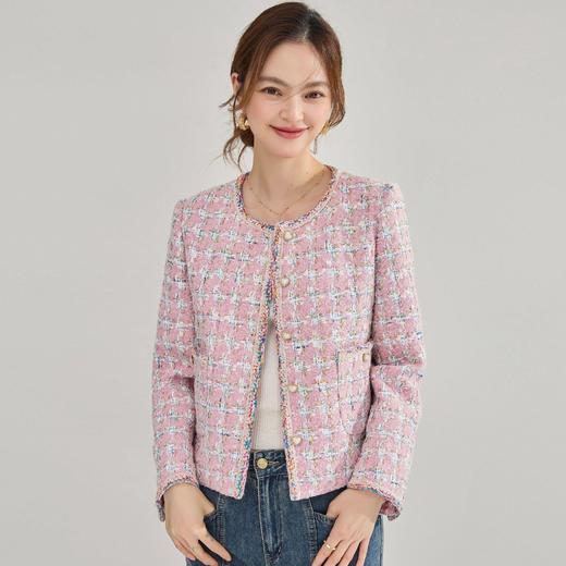 「预售」「高货sh」全新升级【铂金会员404/天猫539/差价135】(00506)洛诗琳法式轻奢编织格纹外套2026春季新款高级感粗花呢小香风外套 商品图0