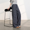 三彩2026春季新款休闲裤格纹长裤宽松高腰显瘦直筒裤垂感M 商品缩略图2