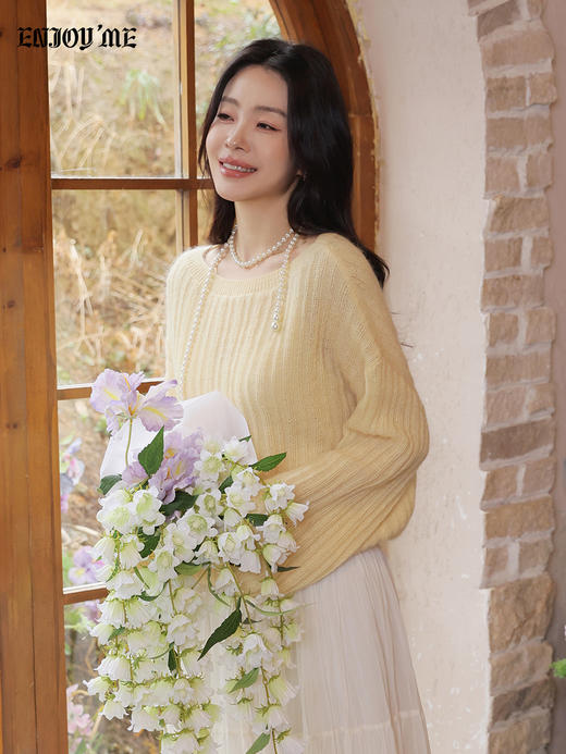 【门店同款】ENJOY春季“柔光芳序”糖果色软糯毛衣 169099747 商品图1
