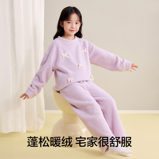 【120-160】【有棵树】女童冬款半边绒保暖家居服套装 商品图3