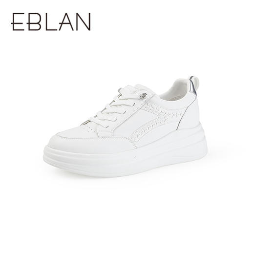 【上新】伊伴2026春季时尚编织设计休闲百搭增高小白鞋B26189560 商品图0