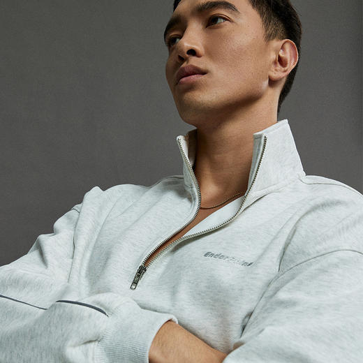 OMG运动 设计感短款立领卫衣男半开拉链套头衫外套春秋季宽松休闲 商品图2