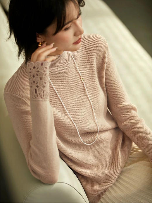 羊毛高定秀款C*HANEL同款半高领袖口镂空毛衫 商品图1