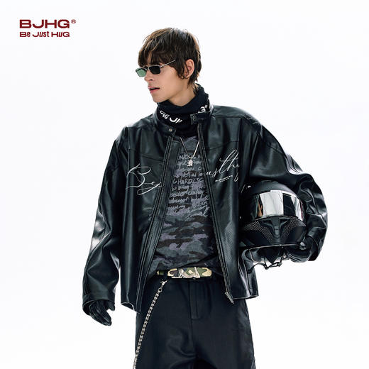 BJHG不计后果皮衣外套男款痞帅高级感春季潮机车服立领夹克女 商品图1