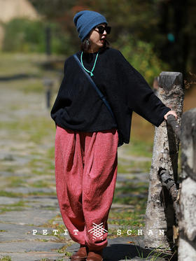 Petit Schan小闪 CLO#1034 Red lantern 大红灯笼 羊毛棉圈纱手工染色打坐裤萝卜裤