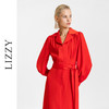 LIZZY 早秋 时尚气质醋酸西装领收腰大摆连衣裙7677 商品缩略图1