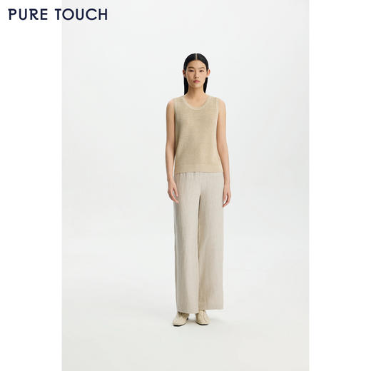 商场同款PURE TOUCH女装26春夏新款无袖T恤圆领针织细闪短袖上衣 商品图1