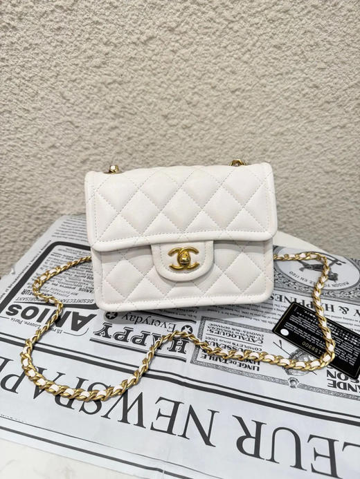 Chanel 21s CF 荔枝纹牛皮 白金 豆腐包 商品图0