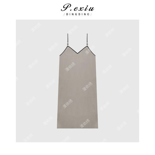 04-1潘依绣丁丁宠粉韩系极简撞色手工肩带V领吊带连衣裙Q9637 商品图0