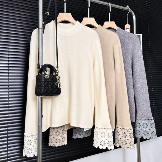 羊毛高定秀款C*HANEL同款半高领袖口镂空毛衫 商品图12