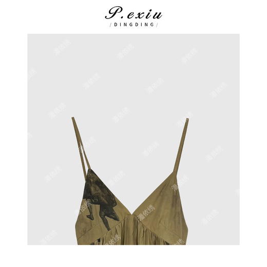 04-1潘依绣丁丁宠粉天丝法式复古花吊带裙 Q8910 商品图2