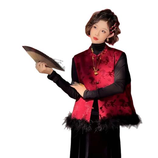 网红爆款新中式国风毛毛马夹夹棉叠穿无袖外套CS 商品图4