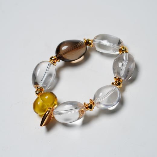 【预售5-7天发货】白水晶随形大豆+茶晶手串 商品图1