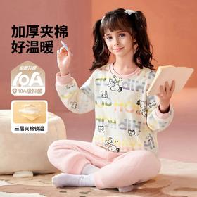 【90-130】【三层夹棉】【史努比】女童夹棉保暖内衣套装