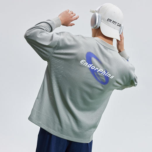 OMG运动 网孔长袖透气吸湿排汗健身服男篮球训练服网眼飞盘服t恤 商品图1