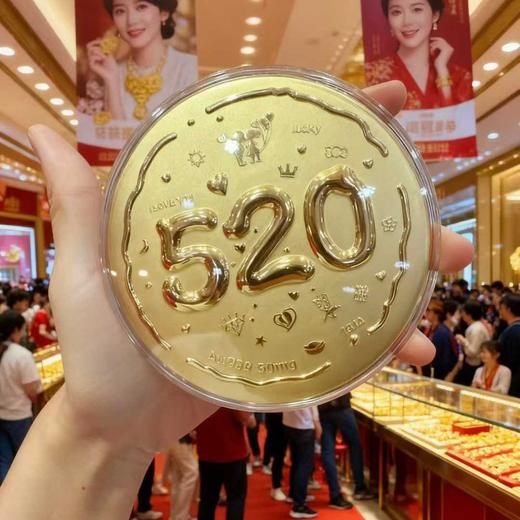 六鑫珠宝 足金999黄金大饼马上发财520平安喜乐金饼 商品图0