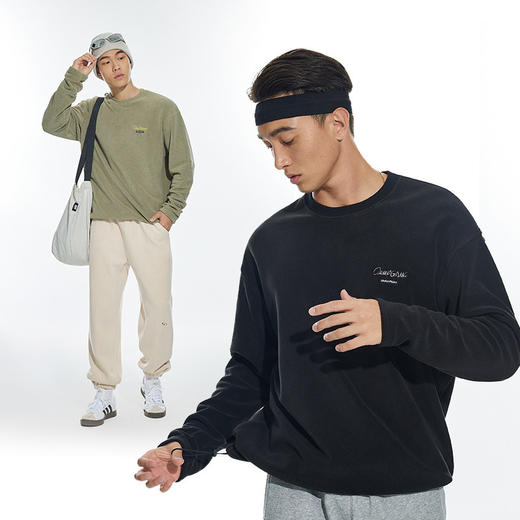 OMG运动【双面绒感】加绒加厚奥粒绒保暖卫衣圆领秋冬季套头衫 商品图1