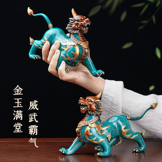 铜貔貅摆件一对国潮彩绘家居玄关客厅书房装饰工艺品乔迁开业礼物 商品图4